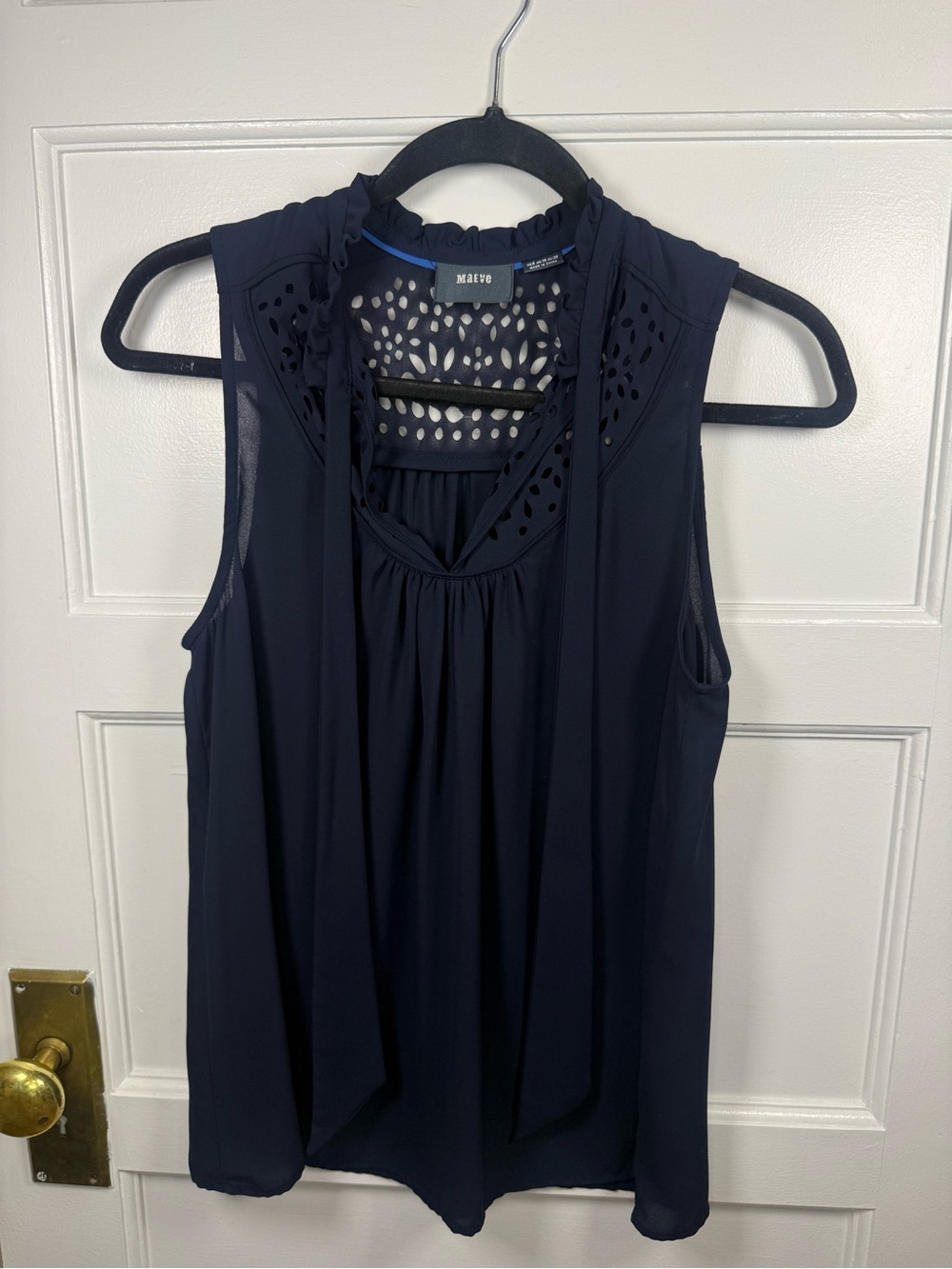 Anthropologie Maeve Luca Sleeveless Tie-Neck Blouse